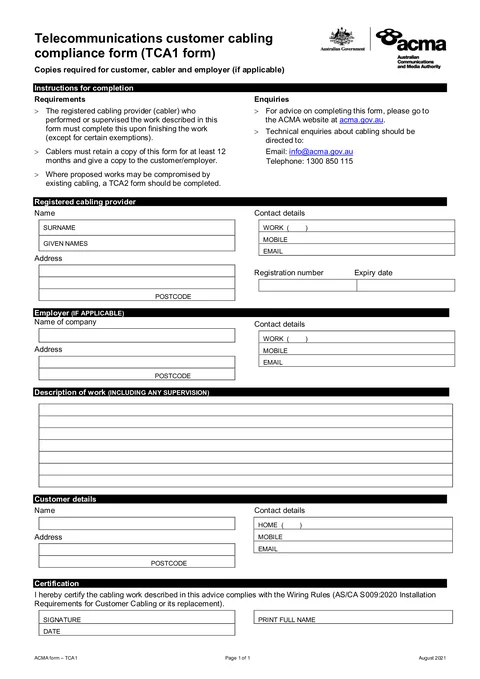 ACMA TCA1 PDF preview