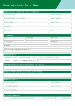 VIC Pesticide Record form