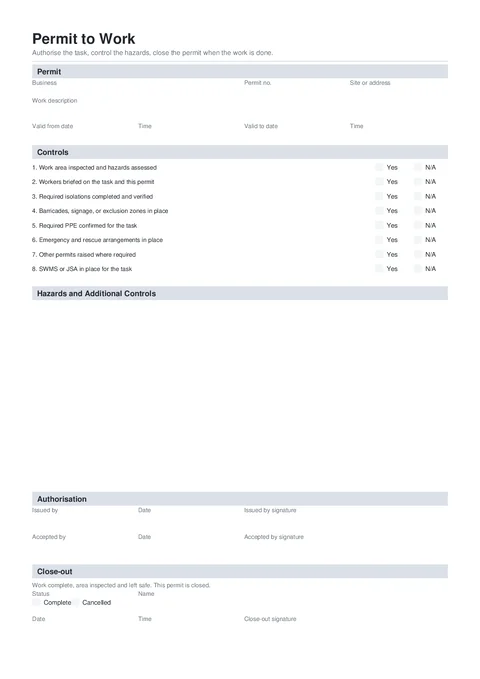 Permit to Work PDF preview