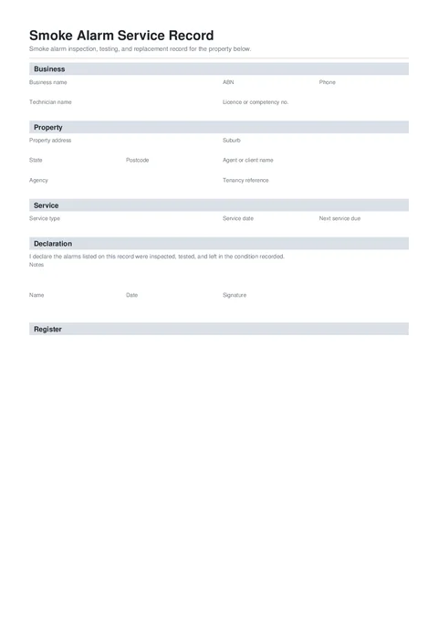 Smoke Alarm Record PDF preview