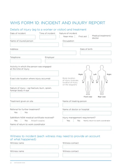 NSW WHS Incident Report PDF preview