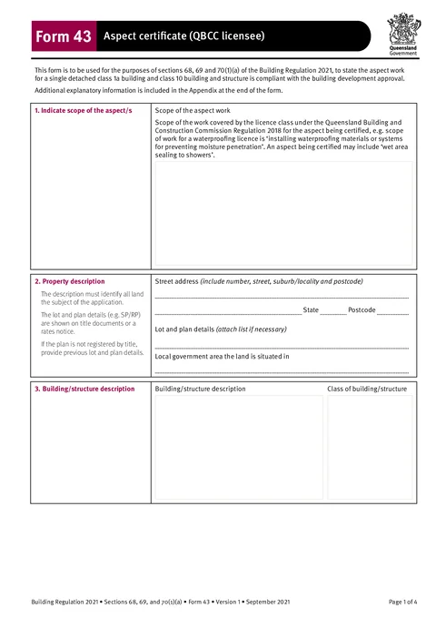 QLD Form 43 PDF preview