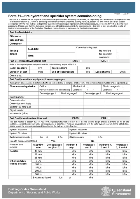 QLD Form 71 PDF preview