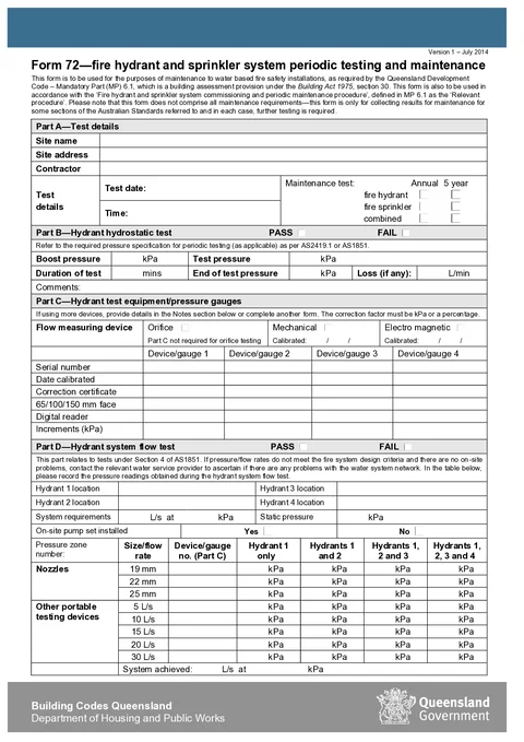 QLD Form 72 PDF preview