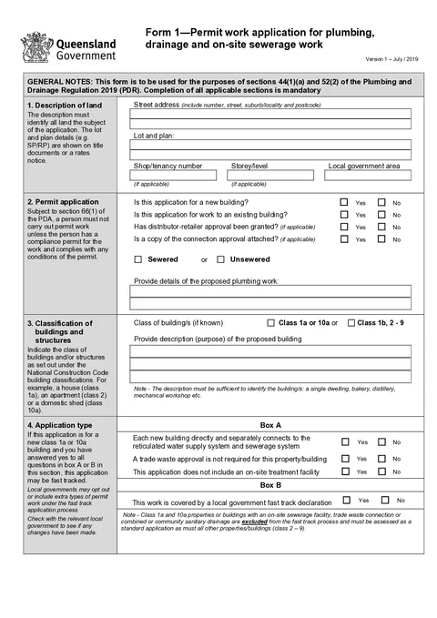 QLD Form 1 PDF preview