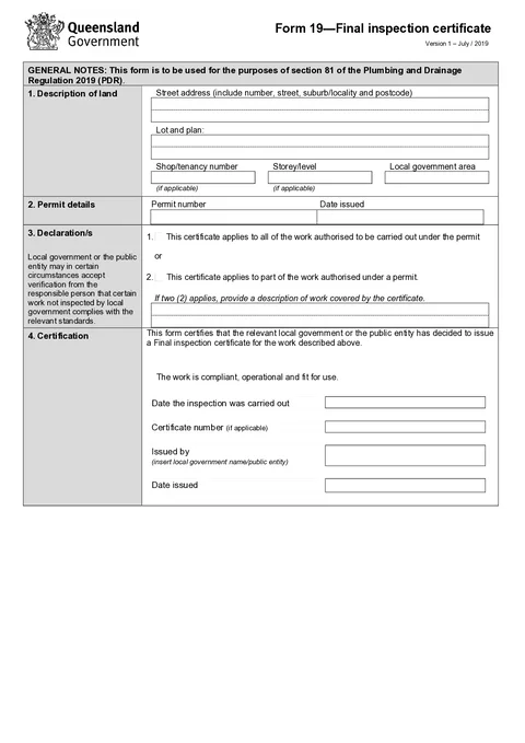 QLD Form 19 PDF preview