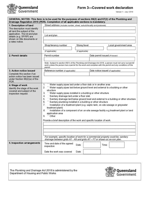 QLD Form 3 PDF preview
