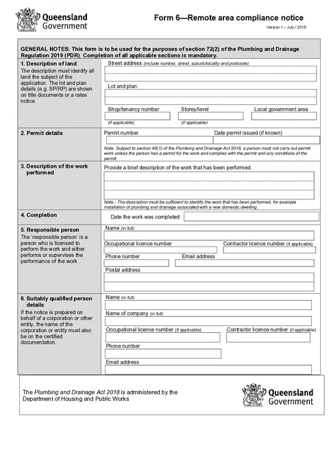 QLD Form 6 PDF preview