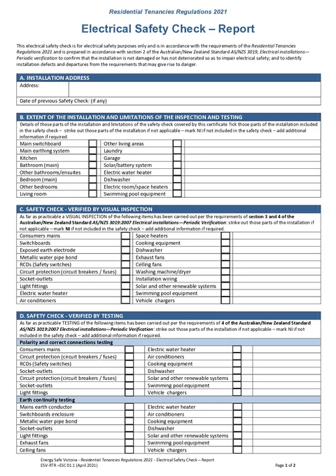 VIC Electrical Safety Check PDF preview