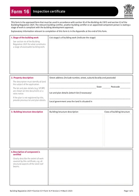 QLD Form 16 form preview