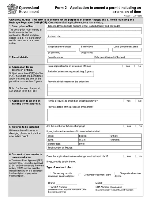 QLD Form 2 form preview